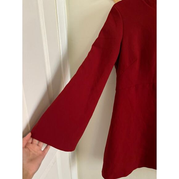 Mango Mini Dress Women's 6 Red Flared Long Sleeve Round Neck - Picture 3 of 8